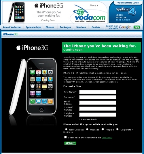 iPhone 3G South Africa